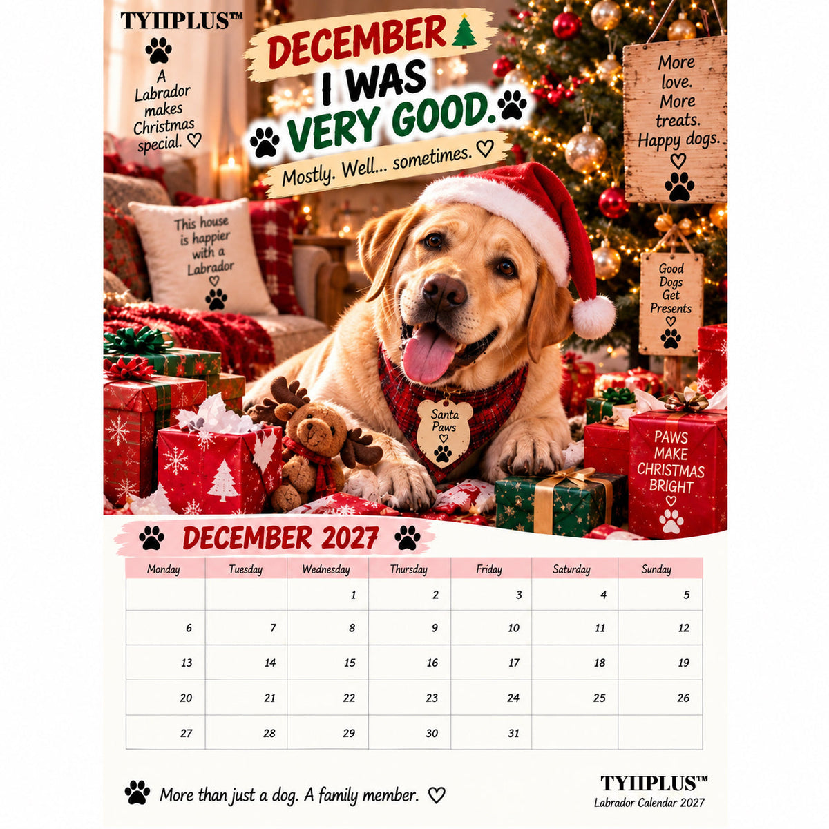 Labrador Calendar 2027 – Funny 12-Month Wall Calendar for Labrador Lovers & Dog Owners