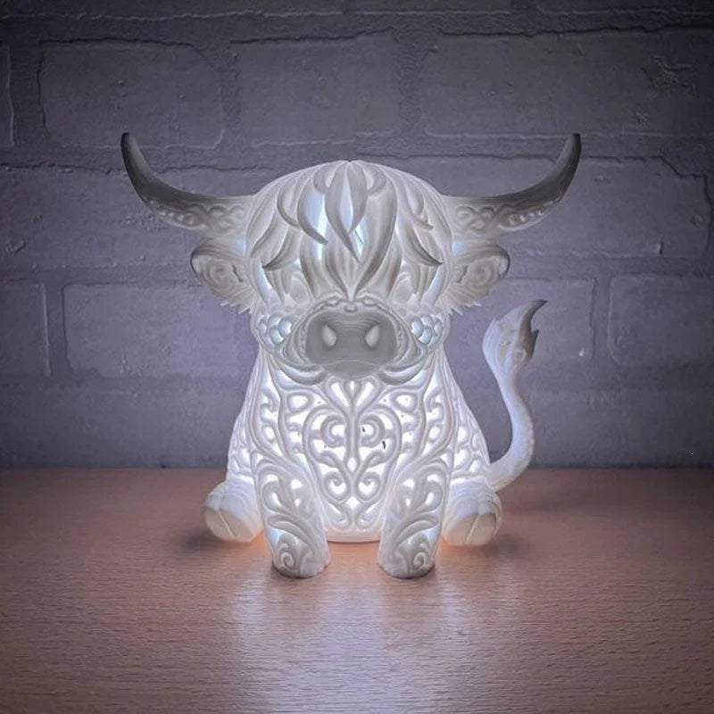 ๐ฎ Highland Cow Tea Light Holder โ Adorable Rustic Farmhouse Decor