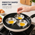 3-Cup Stainless Steel Egg Poacher with Handle, Steamed Egg Mold