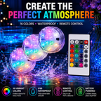 🔥Submersible LED Waterproof Lights – 16 Color Remote Control Aquarium & Party Atmosphere Light