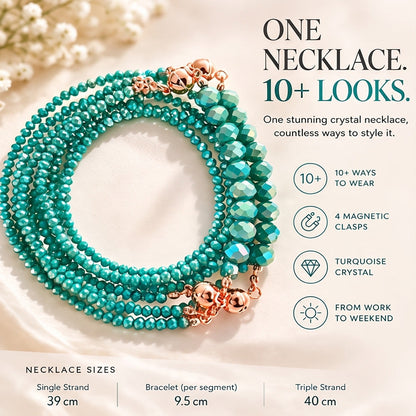 ✨ Turquoise Crystal Necklace – One Necklace, 10 Ways to Wear
