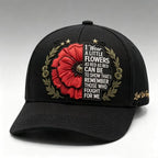 🧢"Lest We Forget" Remembrance Flowers Baseball Cap - Meaningful Patriotic Gift for Veterans & Family