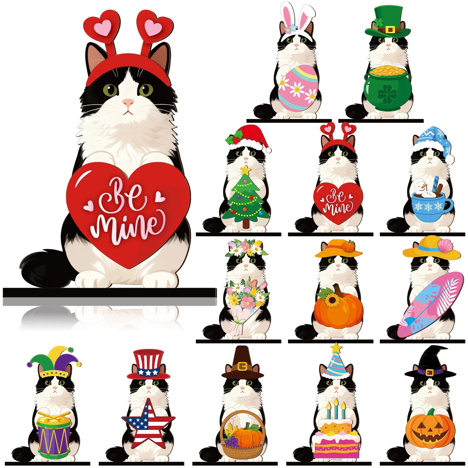 🐾 Interchangeable Seasonal Animal Wooden Decor Set