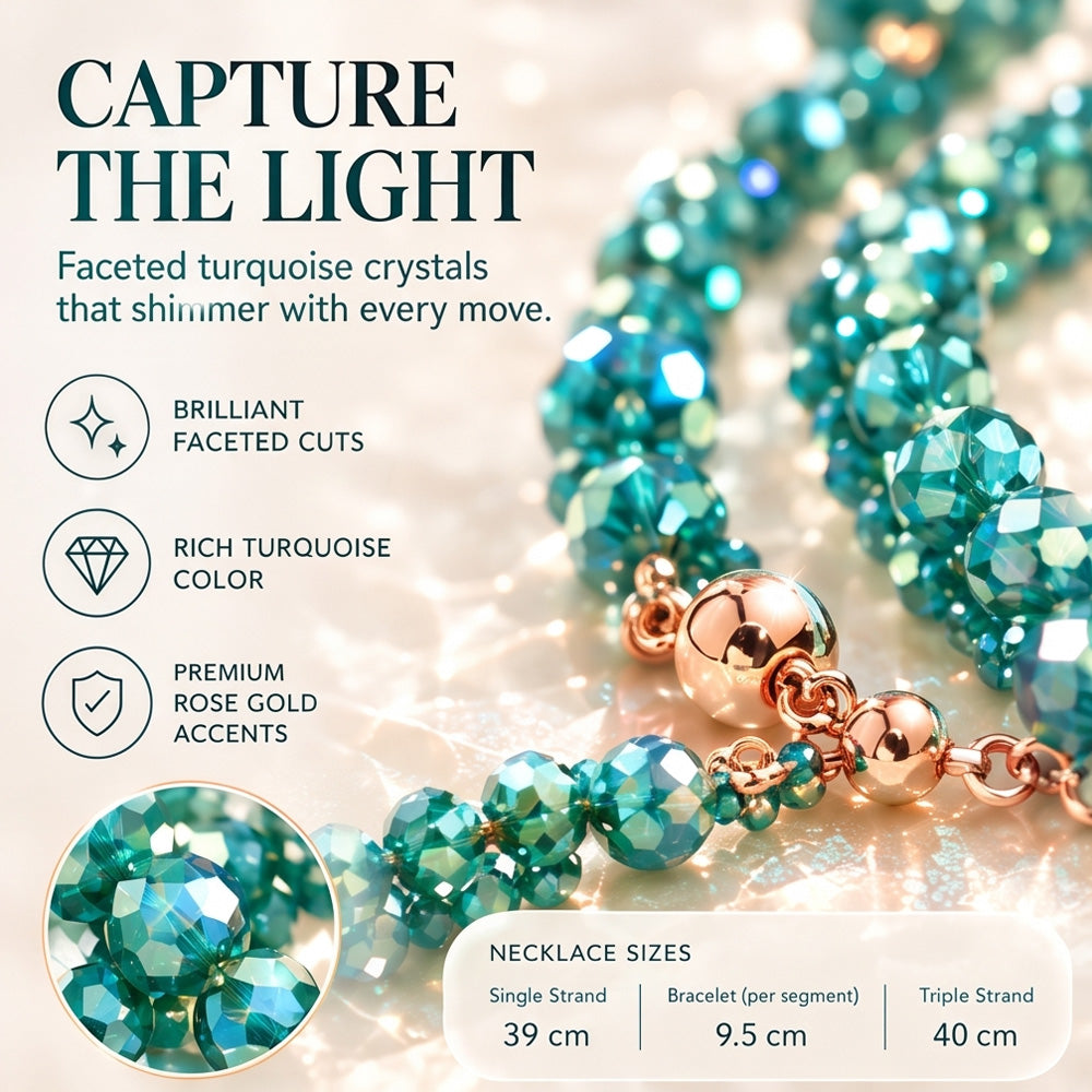 ✨ Turquoise Crystal Necklace – One Necklace, 10 Ways to Wear