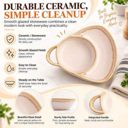 Ceramic Soup & Toasty Bowls with Handles – Rustic Reactive Glaze Design