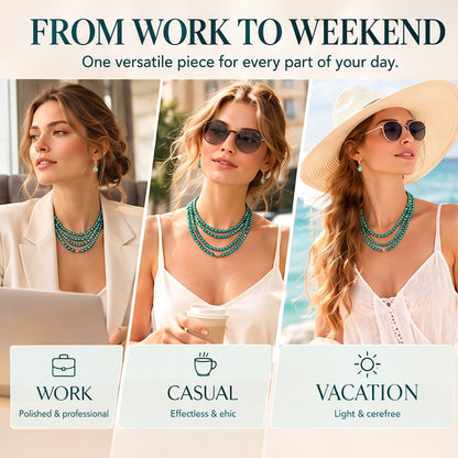 ✨ Turquoise Crystal Necklace – One Necklace, 10 Ways to Wear