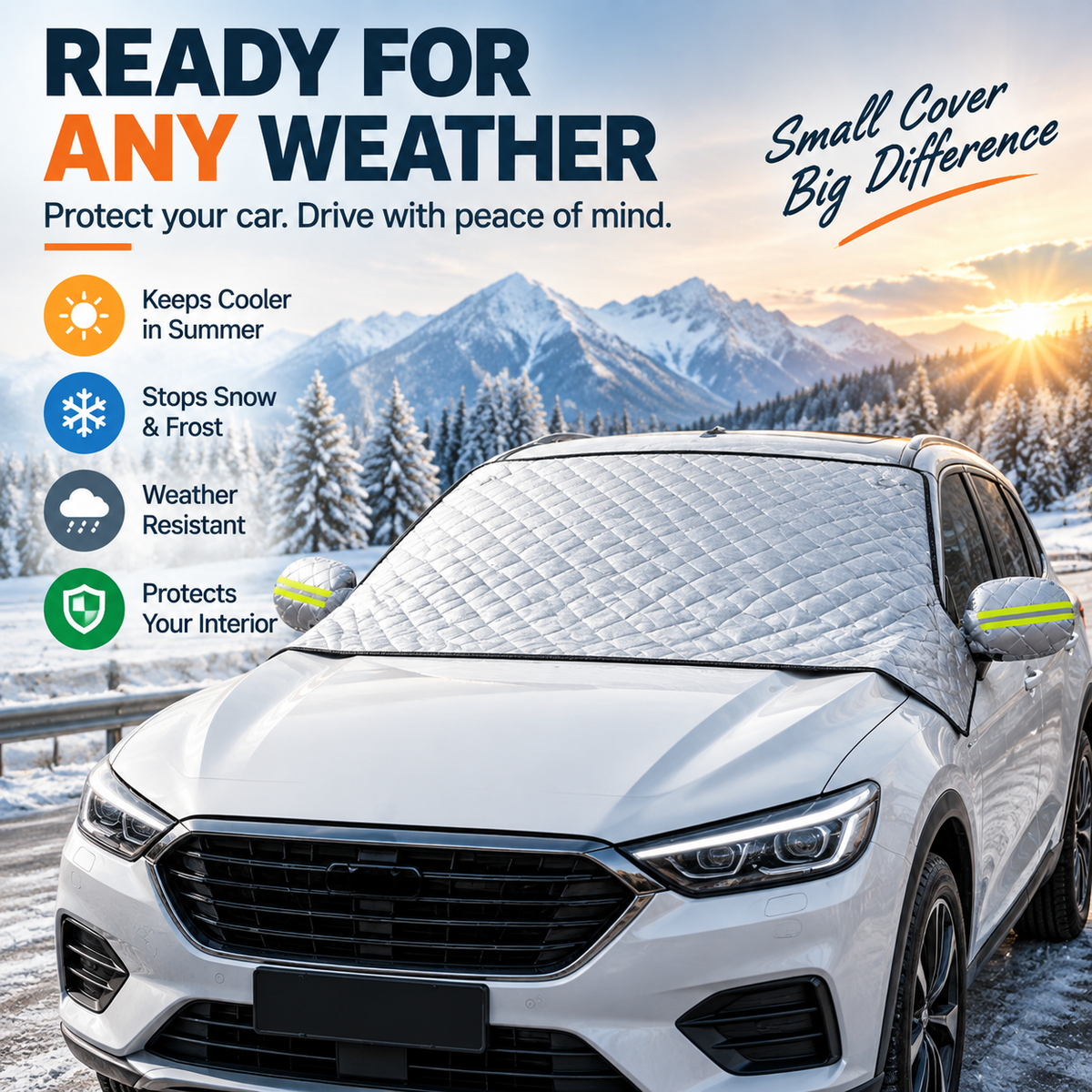 All-Weather Magnetic Windshield Cover – Snow, Frost & Sunshade for Cars, SUVs & Trucks
