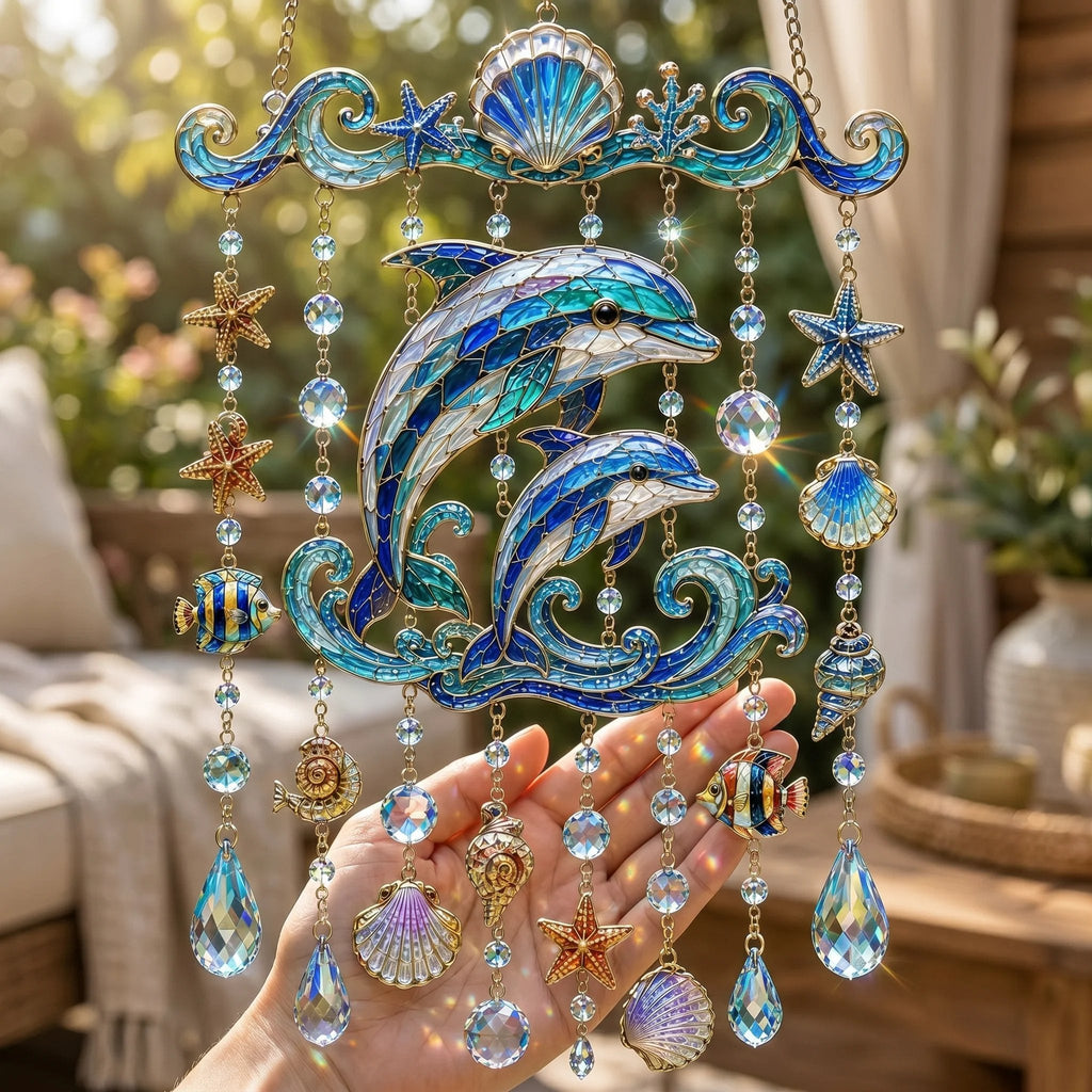 🐋Ocean-Inspired Acrylic Crystal Wind Chime– Bring the Ocean Glow to Your Garden