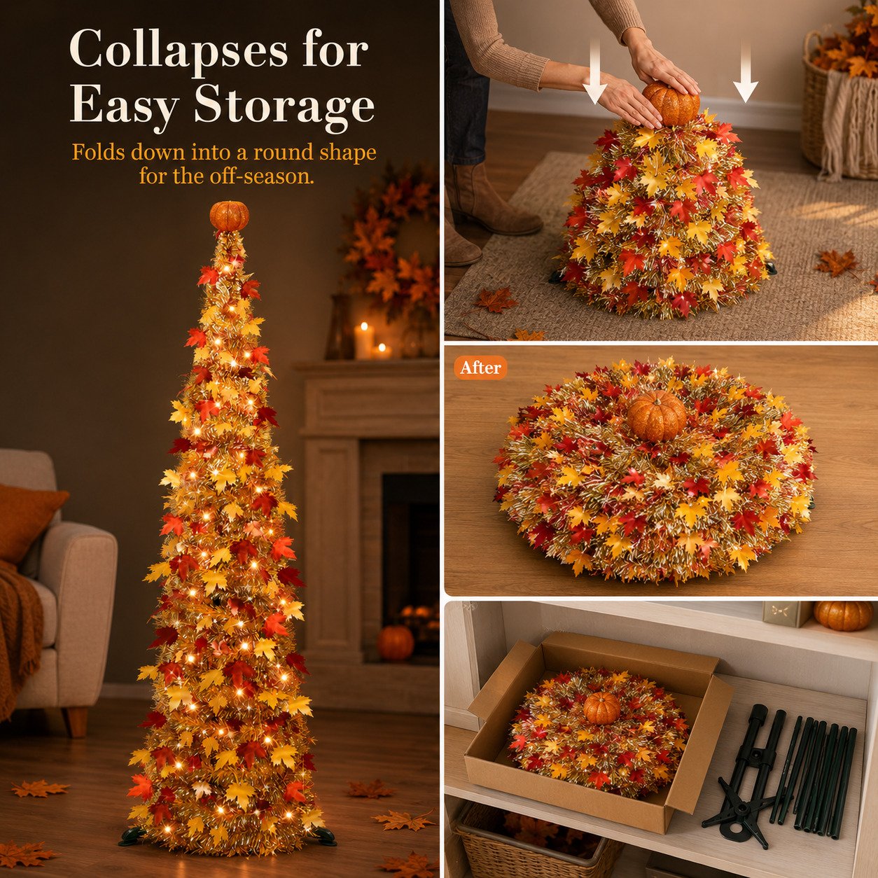 5-Foot Lighted Pop-Up Fall Tree
