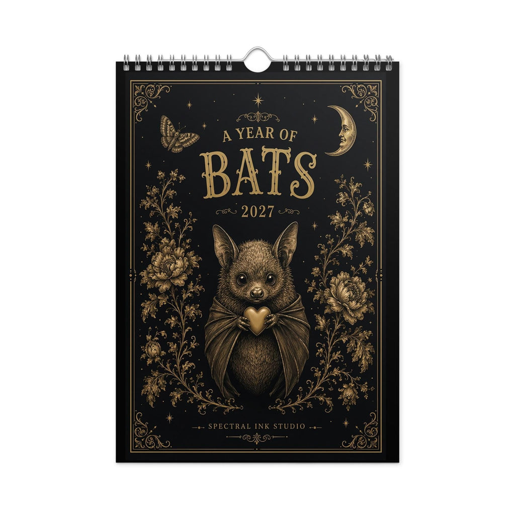 2027 Vintage Victorian Gothic Bat Art Monthly Wall Calendar