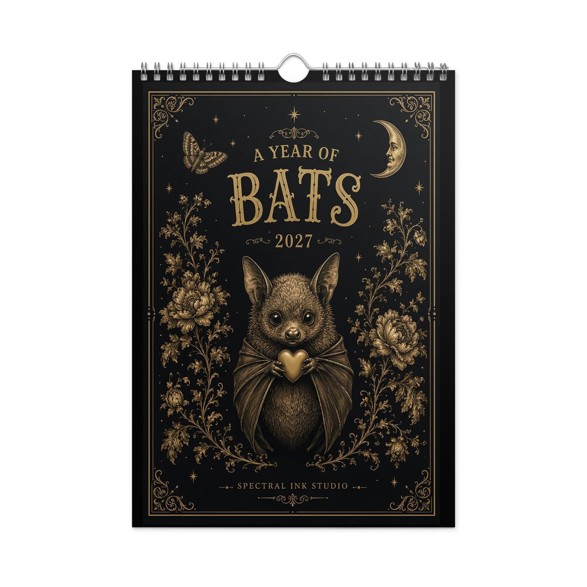 2027 Vintage Victorian Gothic Bat Art Monthly Wall Calendar
