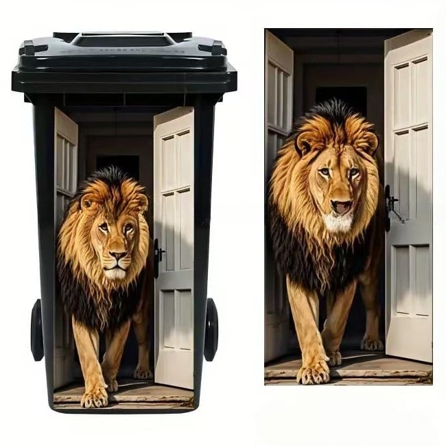 🐮 Highland Cow Floral Print Trash Can Sticker