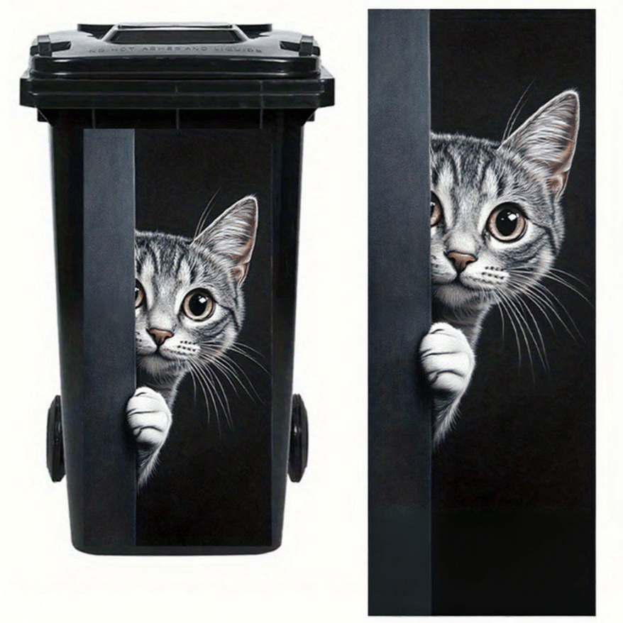 🐮 Highland Cow Floral Print Trash Can Sticker