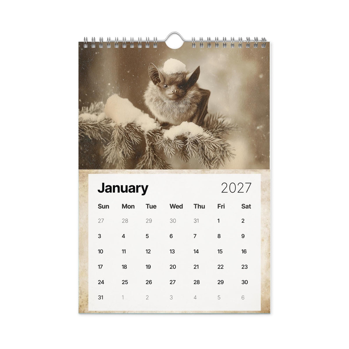 2027 Vintage Victorian Gothic Bat Art Monthly Wall Calendar
