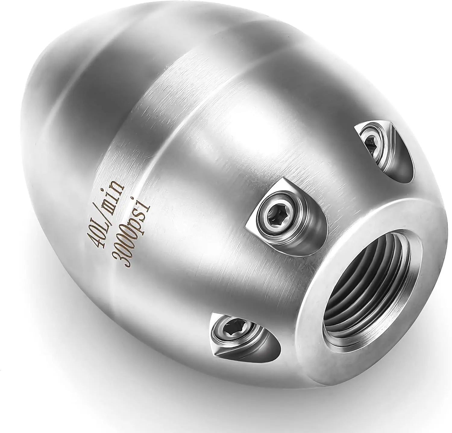 3/8" NPT Sewer Jetter Nozzle – 7 Jet Stainless Steel Pressure Washer Drain Cleaning Nozzle, 3000 PSI, 40L/Min