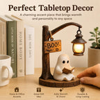 Cute Ghost Reading Lantern – Cosy Halloween Desk Decor