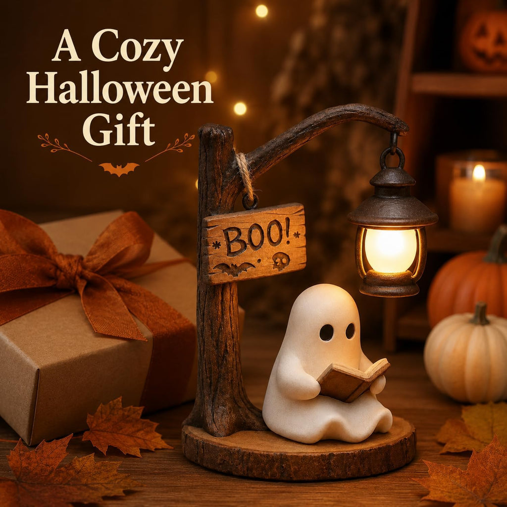 Cute Ghost Reading Lantern – Cosy Halloween Desk Decor