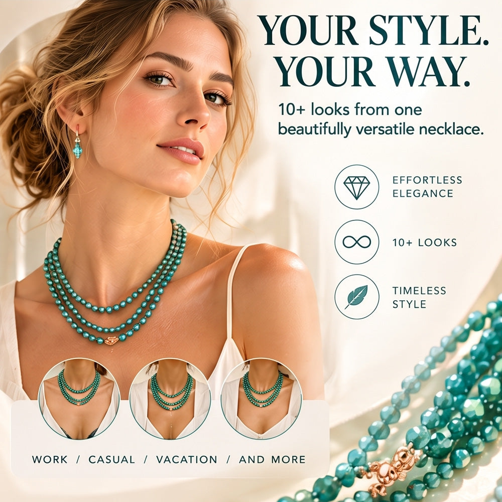 ✨ Turquoise Crystal Necklace – One Necklace, 10 Ways to Wear