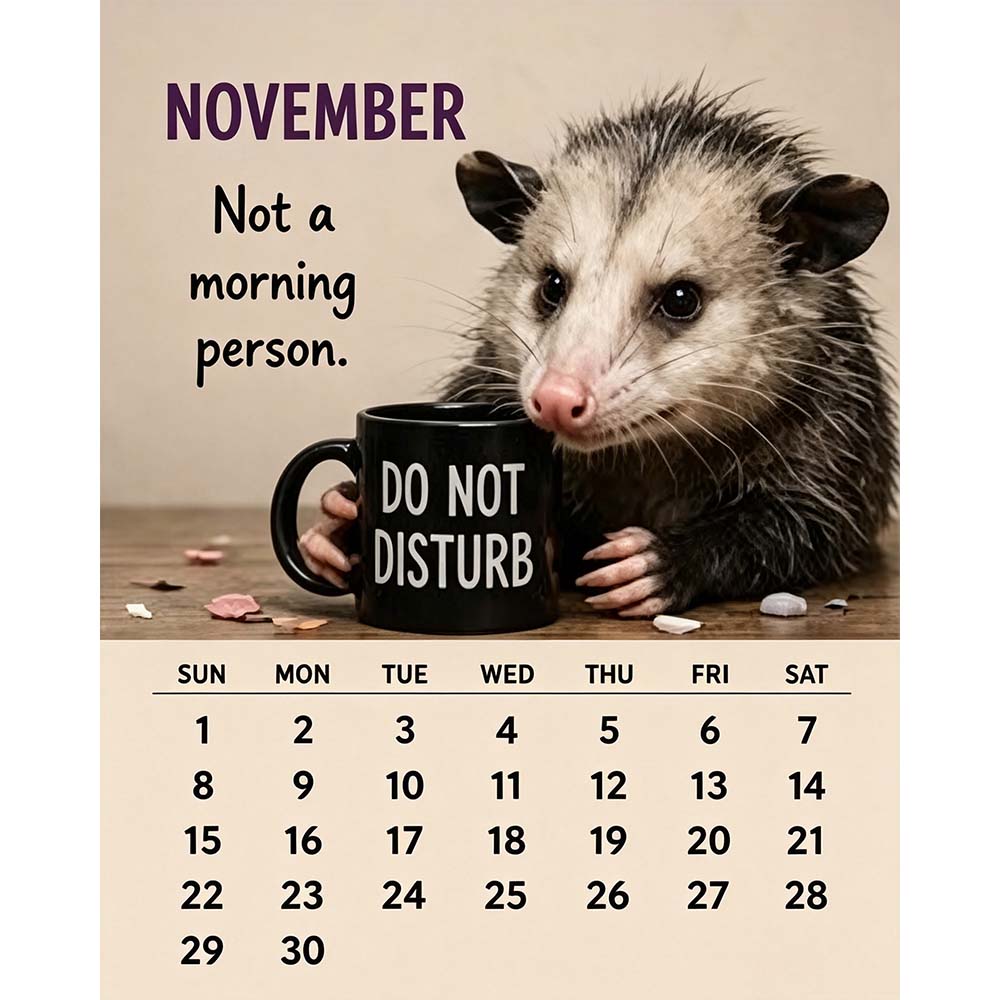 🐭2027 Opossum Calendar - 12 Months of Moods