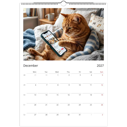 Orange Cat Calendar 2027 - Daily Activities