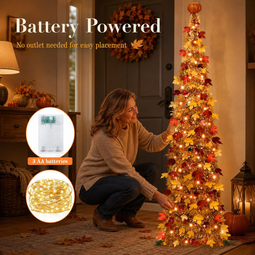 5-Foot Lighted Pop-Up Fall Tree