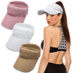 2-Pack Women’s Open-Top Breathable UV-Protection High-Ponytail Sun Visor