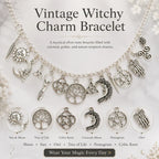 Vintage Witchy Charm Bracelet for Women – Celestial Gothic Boho Jewelry