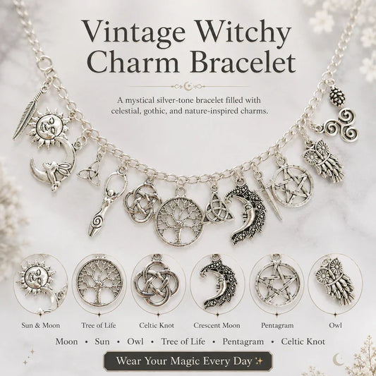 Vintage Witchy Charm Bracelet for Women – Celestial Gothic Boho Jewelry