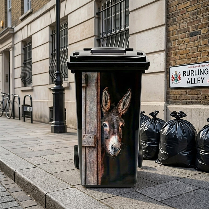 🐮 Highland Cow Floral Print Trash Can Sticker