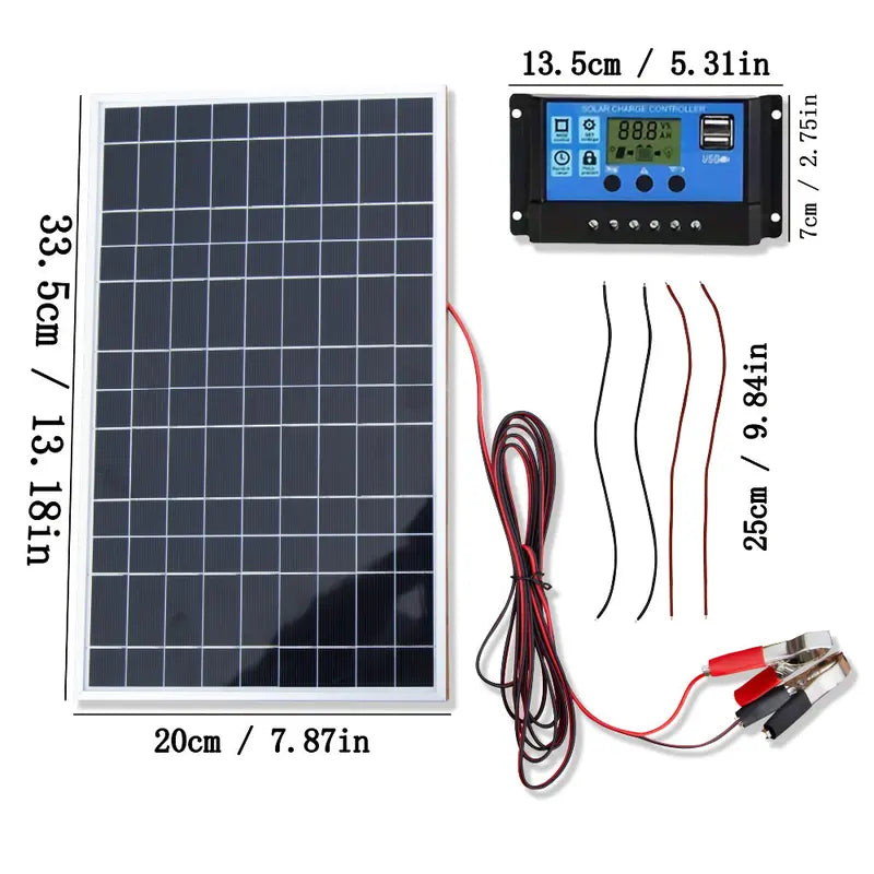☀️ Portable 12V Solar Panel Kit – Charge Anywhere, Anytime