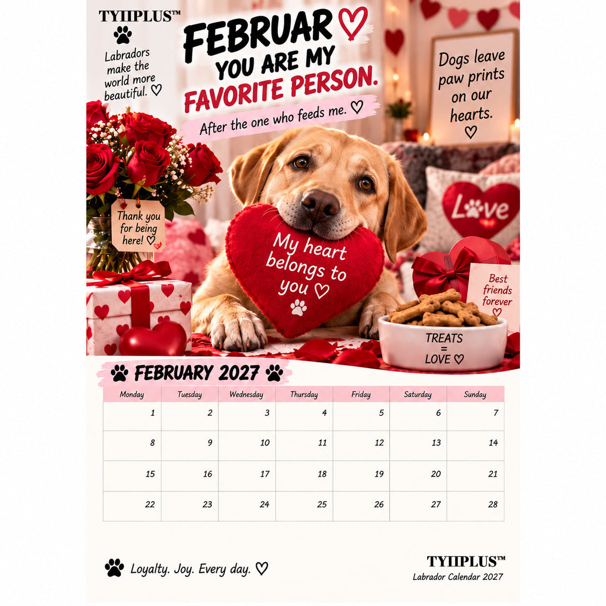Labrador Calendar 2027 – Funny 12-Month Wall Calendar for Labrador Lovers & Dog Owners