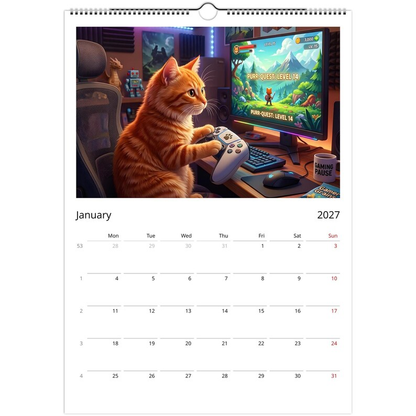 Orange Cat Calendar 2027 - Daily Activities
