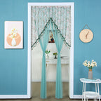 🌸 Extra-Wide Embroidered Beaded Doorway Curtain – Romantic Sheer Tie-Back Divider