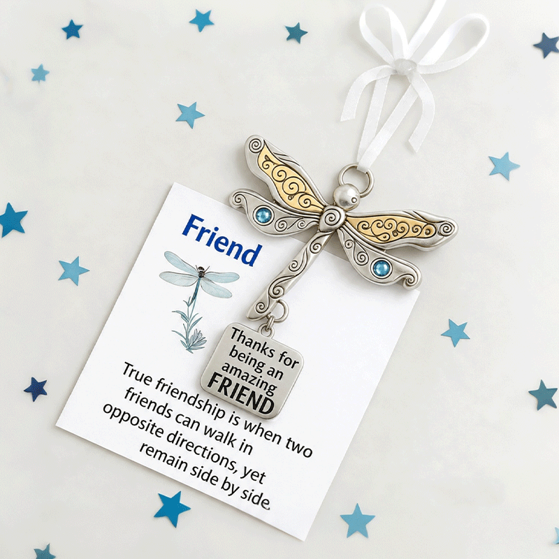 Friendship Dragonfly Ornament With Sentimental Quote -🌟 Gift for Best Friends
