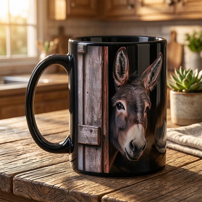😂🫏 Funny Peek-a-Boo Donkey Mug