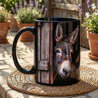 😂🫏 Funny Peek-a-Boo Donkey Mug