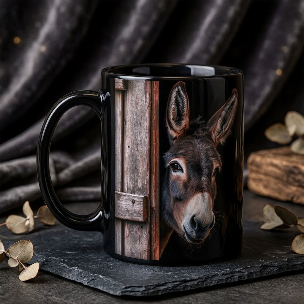 😂🫏 Funny Peek-a-Boo Donkey Mug