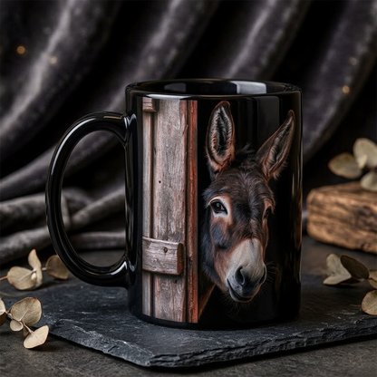 😂🫏 Funny Peek-a-Boo Donkey Mug
