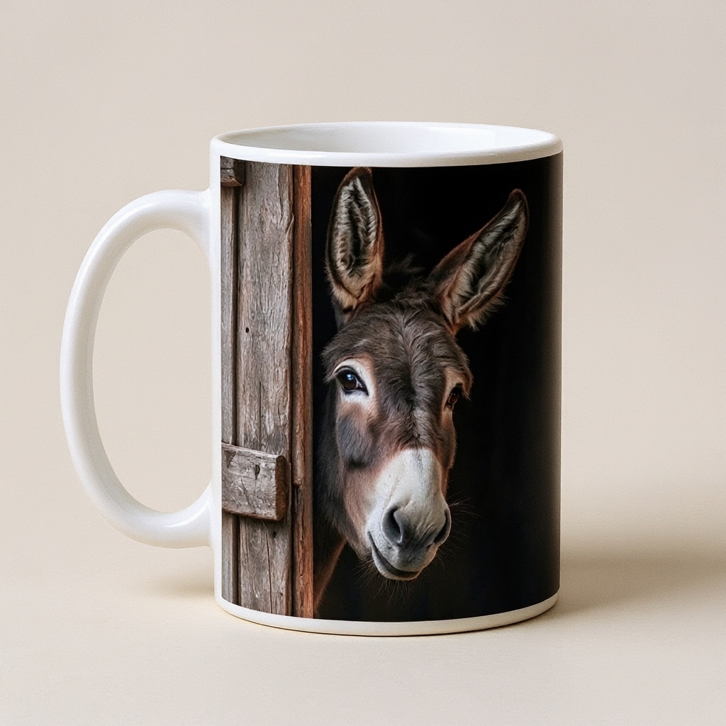 😂🫏 Funny Peek-a-Boo Donkey Mug