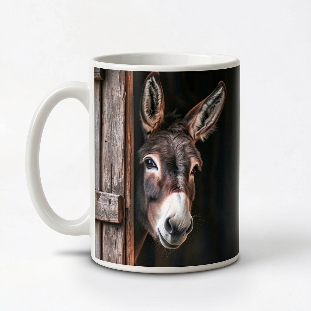 😂🫏 Funny Peek-a-Boo Donkey Mug