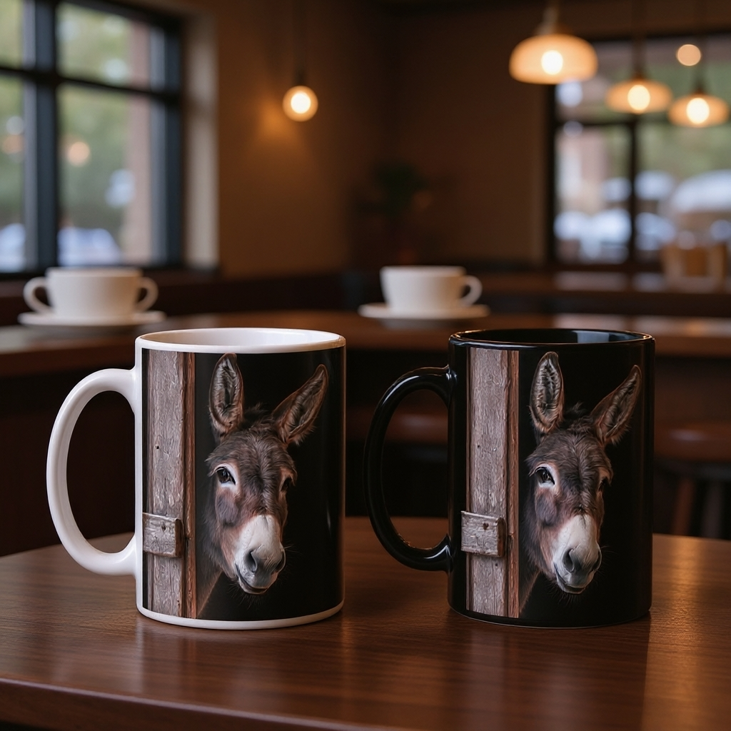 😂🫏 Funny Peek-a-Boo Donkey Mug