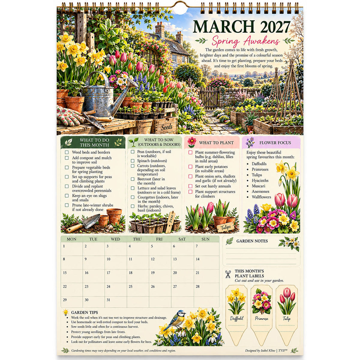 2027 Four Seasons Gardening Calendar & Monthly Planner