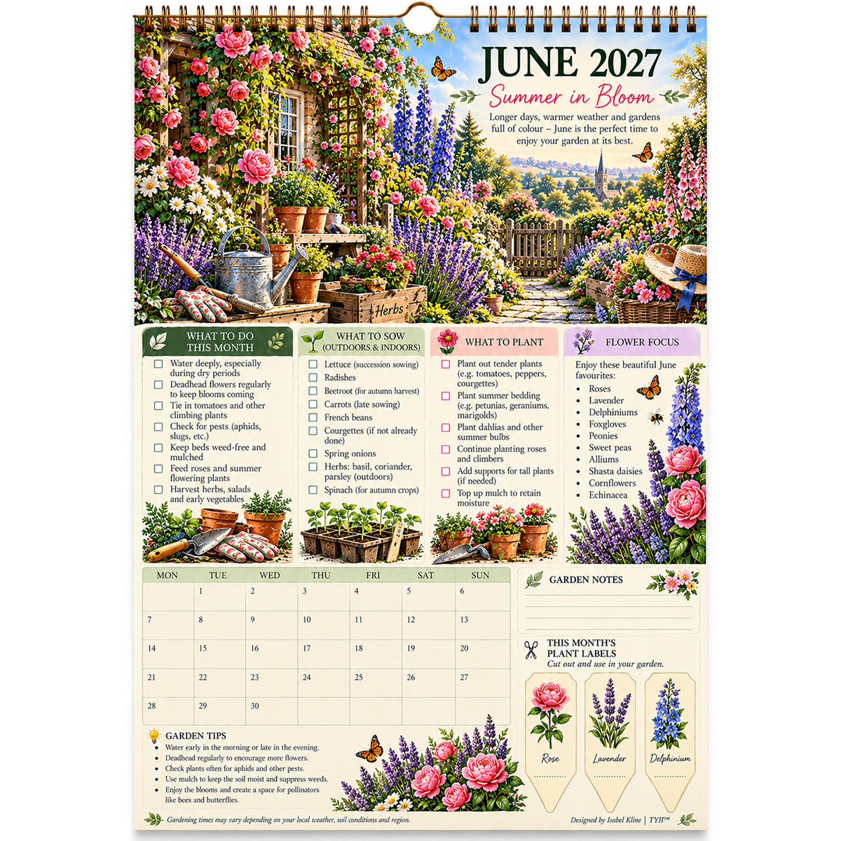 2027 Four Seasons Gardening Calendar & Monthly Planner
