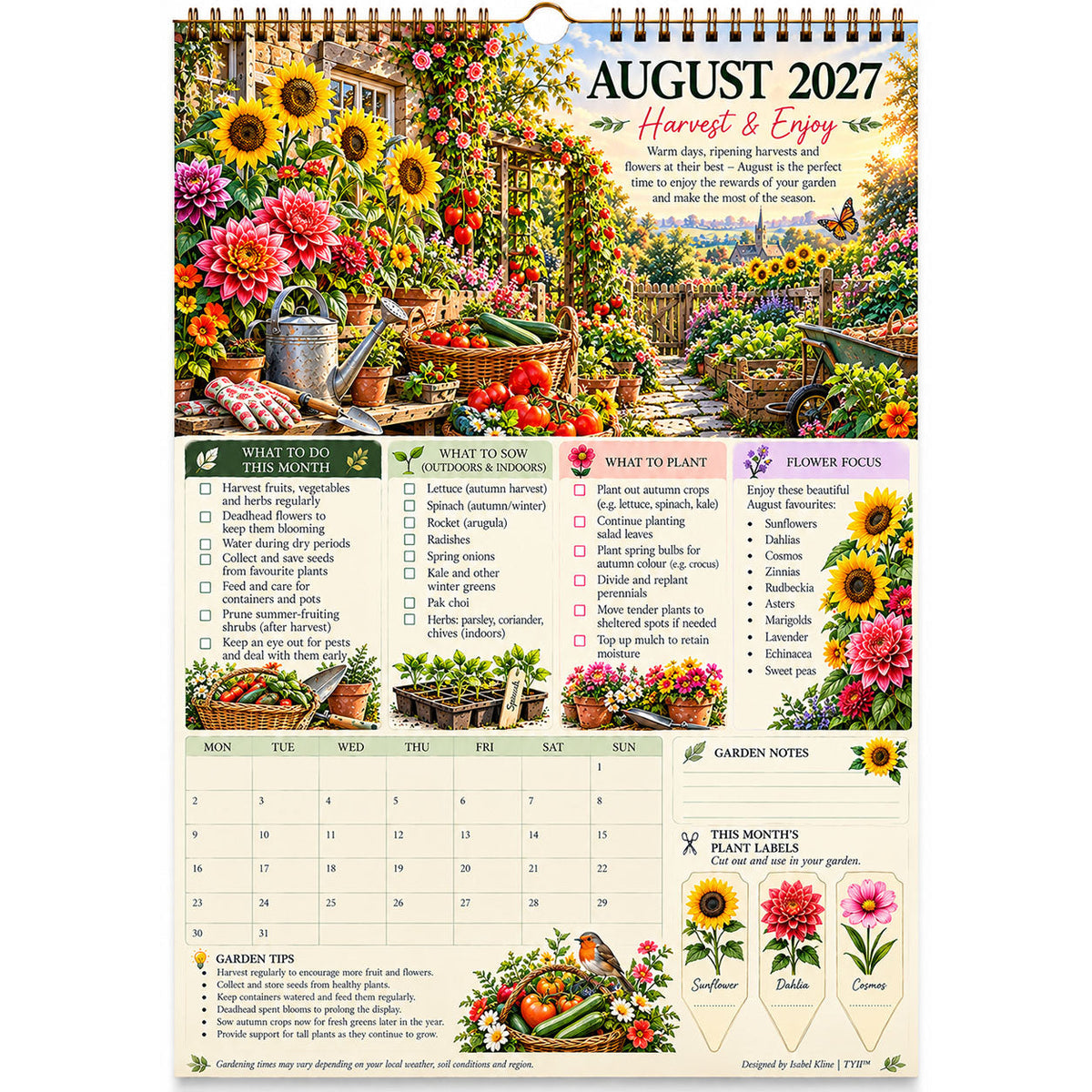 2027 Four Seasons Gardening Calendar & Monthly Planner