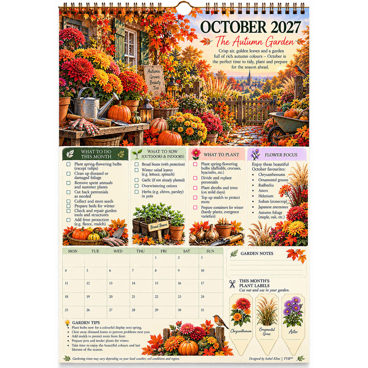 2027 Four Seasons Gardening Calendar & Monthly Planner