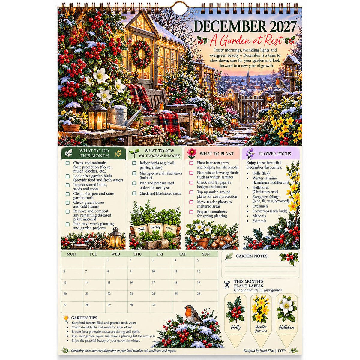 2027 Four Seasons Gardening Calendar & Monthly Planner