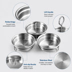 3-Cup Stainless Steel Egg Poacher with Handle, Steamed Egg Mold