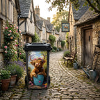 🐮 Highland Cow Floral Print Trash Can Sticker