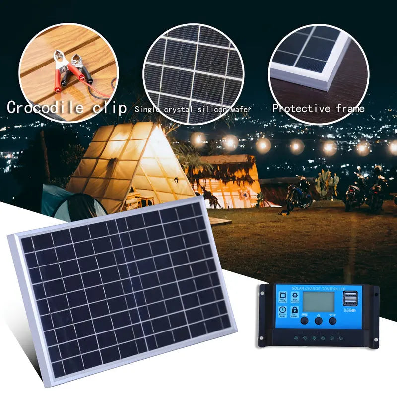 ☀️ Portable 12V Solar Panel Kit – Charge Anywhere, Anytime