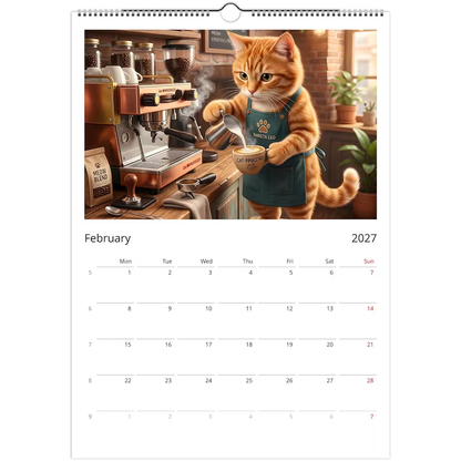 Orange Cat Calendar 2027 - Daily Activities